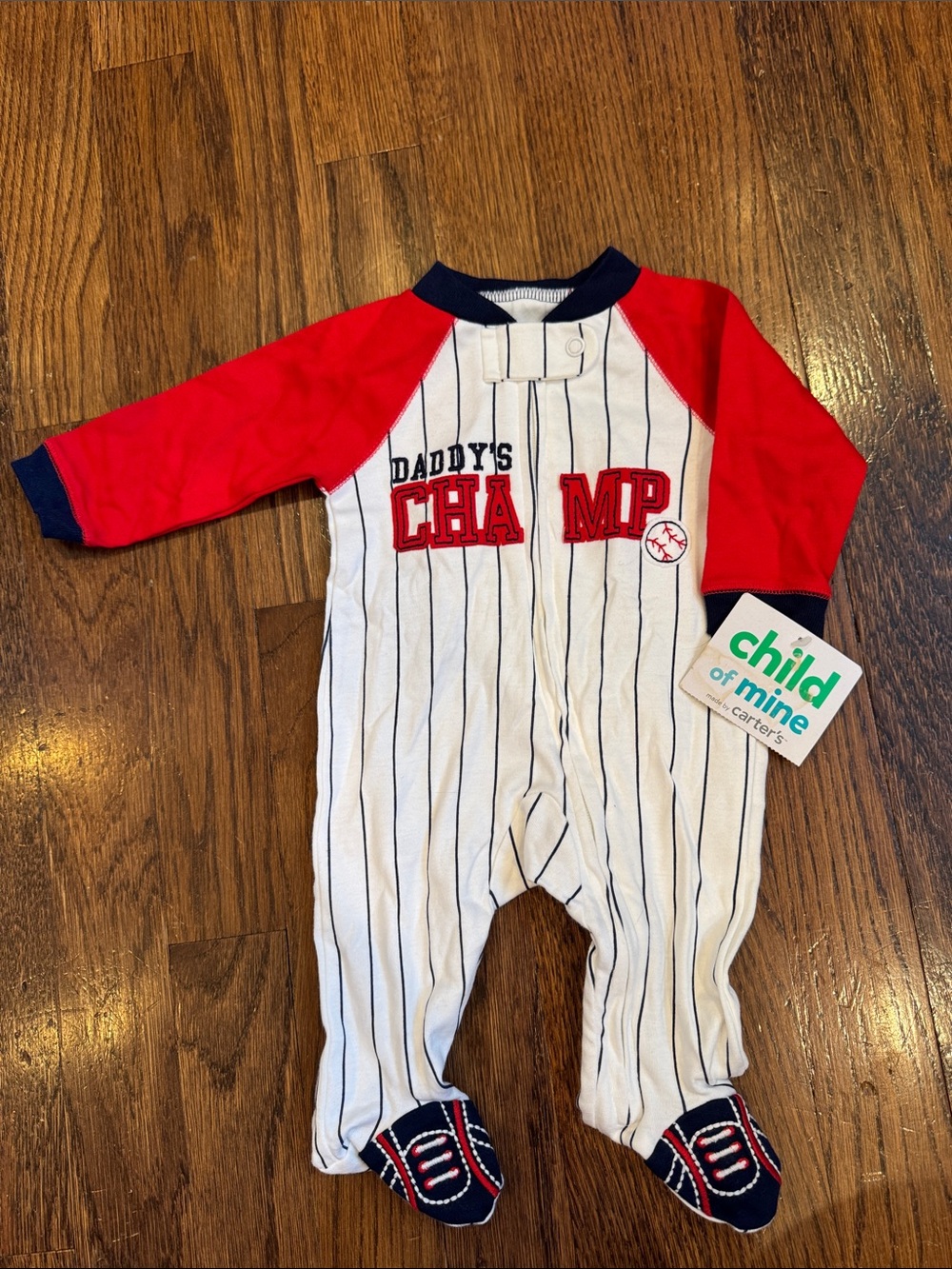 Daddy's Champ Red & White Newborn Baby One-Piece